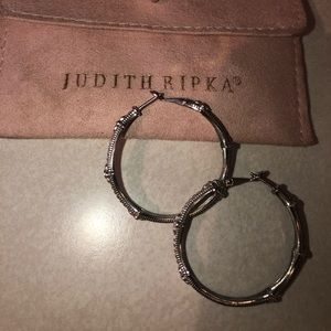 Judith Ripka Sterling Silver, Diamond Hoops